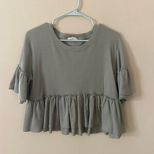 Altar'd State Gray Ruffle Blouse